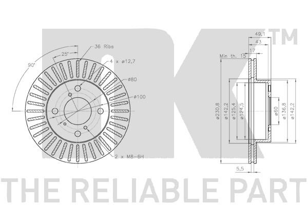 Bromsskiva Ventilerad, Framaxel Nk 205237 NK Bromsskiva Ventilerad, Framaxel Nk 205237 NK