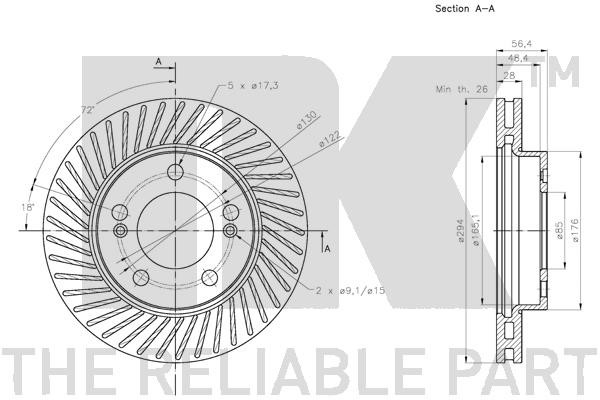 Bromsskiva Ventilerad, Framaxel Nk 205703 NK