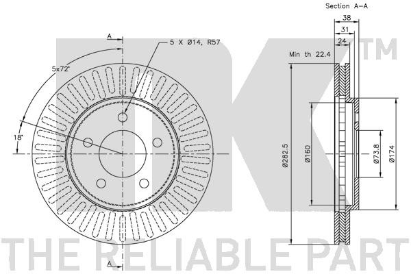 Bromsskiva Ventilerad, Framaxel Nk 209301 NK