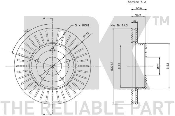 Bromsskiva Ventilerad, Framaxel Nk 209303 NK