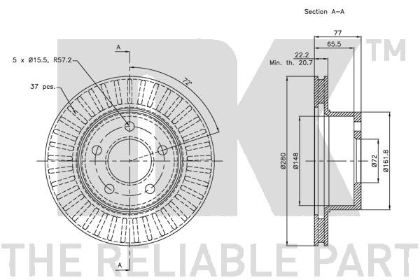 Bromsskiva Ventilerad, Framaxel Nk 209308 NK