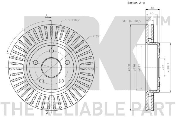 Bromsskiva Ventilerad, Framaxel Nk 209317 NK