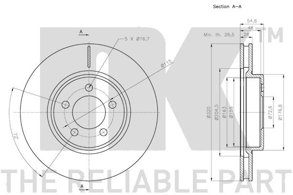 Bromsskiva Ventilerad, Framaxel Nk 209320 NK Bromsskiva Ventilerad, Framaxel Nk 209320 NK