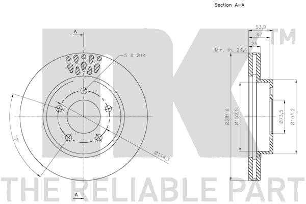 Bromsskiva Ventilerad, Framaxel Nk 209324 NK Bromsskiva Ventilerad, Framaxel Nk 209324 NK