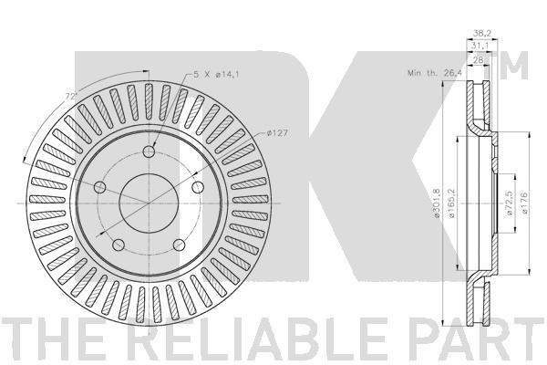 Bromsskiva Ventilerad, Framaxel Nk 209333 NK