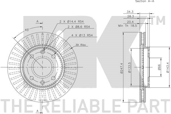Bromsskiva Ventilerad, Framaxel Nk 209918 NK Bromsskiva Ventilerad, Framaxel Nk 209918 NK