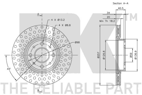 Bromsskiva Ventilerad, Framaxel Nk 209921 NK