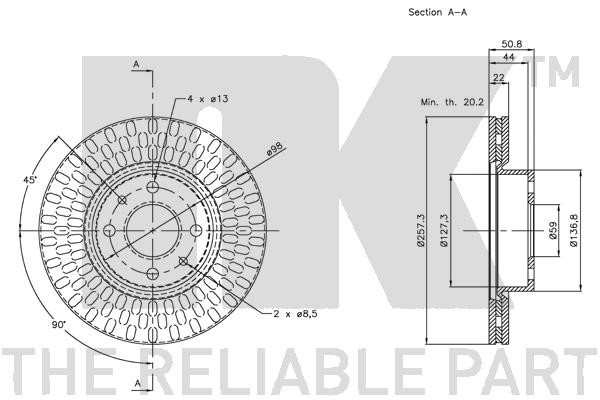 Bromsskiva Ventilerad, Framaxel Nk 209924 NK