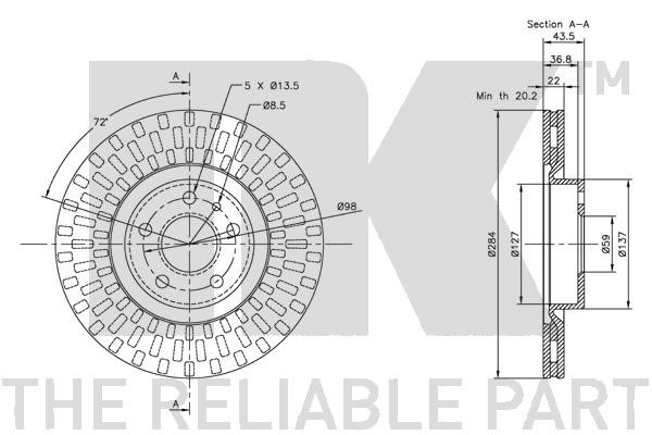 Bromsskiva Ventilerad, Framaxel Nk 209925 NK