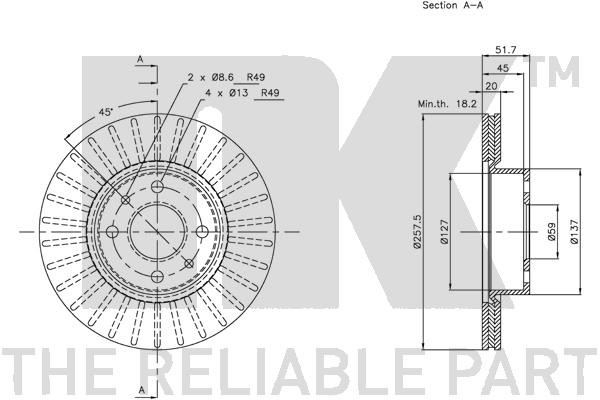 Bromsskiva Ventilerad, Framaxel Nk 209927 NK