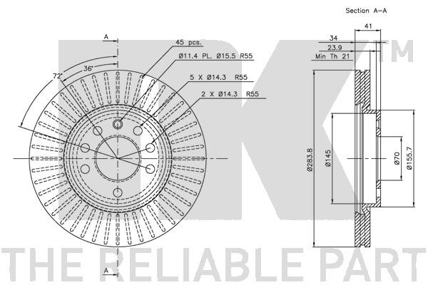 Bromsskiva Ventilerad, Framaxel Nk 209937 NK