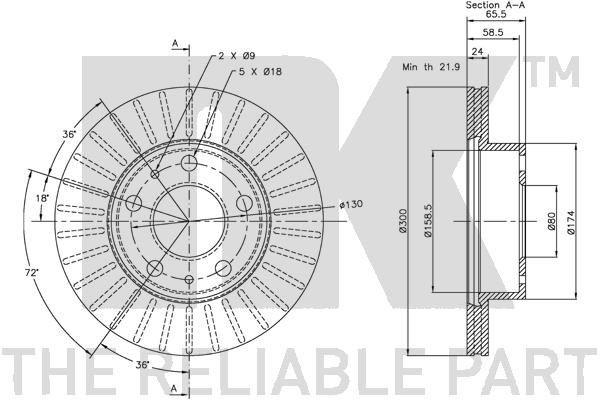 Bromsskiva Ventilerad, Framaxel Nk 209946 NK