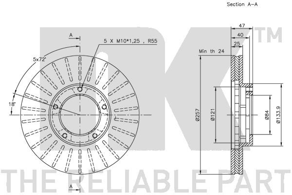 Bromsskiva Ventilerad, Framaxel Nk 209949 NK