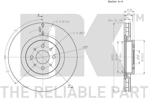 Bromsskiva Ventilerad, Framaxel Nk 311029 NK
