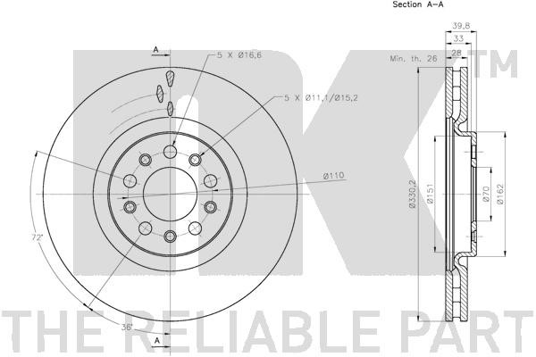 Bromsskiva Ventilerad, Framaxel Nk 311031 NK