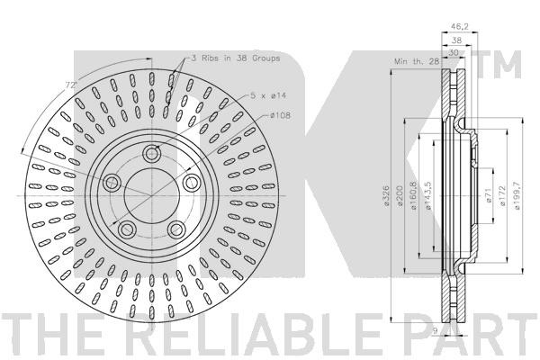 Bromsskiva Ventilerad, Framaxel Nk 311226 NK Bromsskiva Ventilerad, Framaxel Nk 311226 NK
