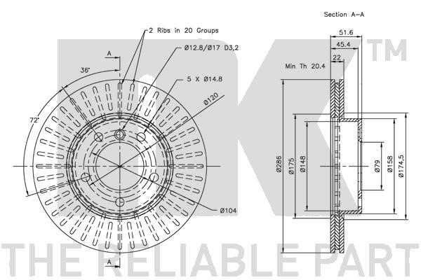 Bromsskiva Ventilerad, Framaxel Nk 311521 NK