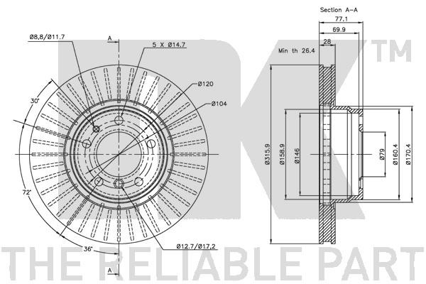 Bromsskiva Ventilerad, Framaxel Nk 311534 NK