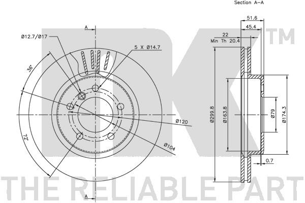 Bromsskiva Ventilerad, Framaxel Nk 311540 NK