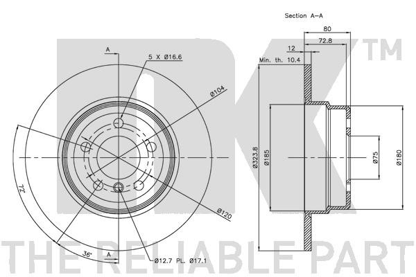 Bromsskiva Solid, Bakaxel Nk 311548 NK Bromsskiva Solid, Bakaxel Nk 311548 NK