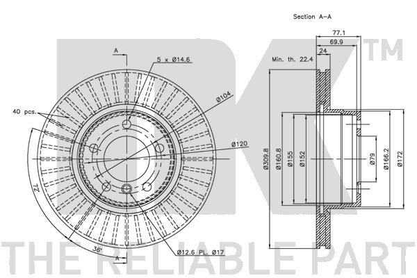 Bromsskiva Ventilerad, Framaxel Nk 311553 NK