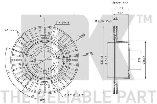 Bromsskiva Ventilerad, Framaxel Nk 311555 NK