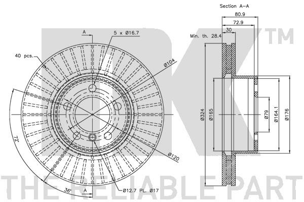 Bromsskiva Ventilerad, Framaxel Nk 311559 NK