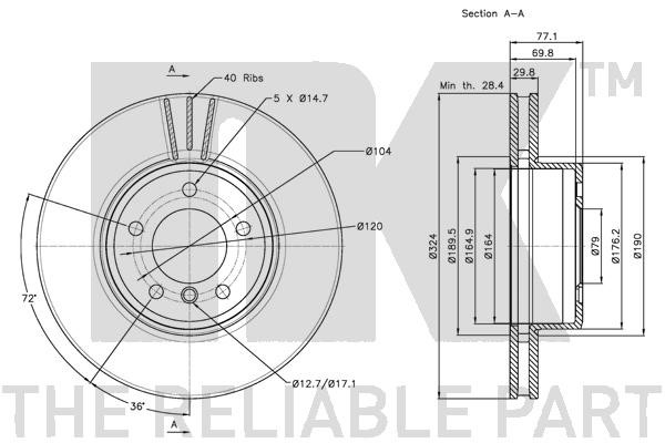 Bromsskiva Ventilerad, Framaxel Nk 311563 NK