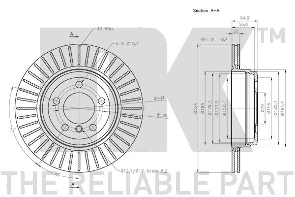 Bromsskiva Ventilerad, Bakaxel Nk 311578 NK Bromsskiva Ventilerad, Bakaxel Nk 311578 NK