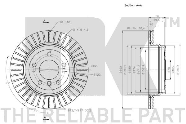 Bromsskiva Ventilerad, Bakaxel Nk 311581 NK Bromsskiva Ventilerad, Bakaxel Nk 311581 NK