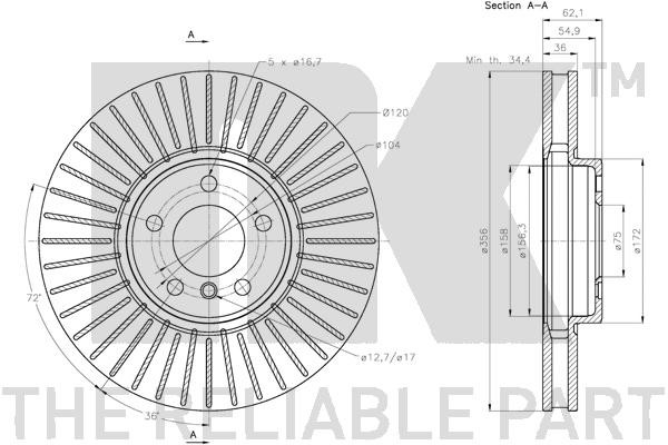 Bromsskiva Ventilerad, Framaxel Nk 311584 NK Bromsskiva Ventilerad, Framaxel Nk 311584 NK