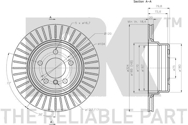 Bromsskiva Ventilerad, Bakaxel Nk 311585 NK Bromsskiva Ventilerad, Bakaxel Nk 311585 NK