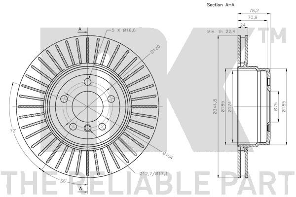 Bromsskiva Ventilerad, Bakaxel Nk 311590 NK Bromsskiva Ventilerad, Bakaxel Nk 311590 NK