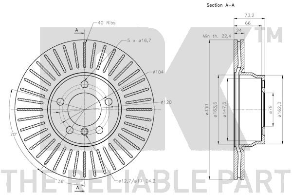 Bromsskiva Ventilerad, Framaxel Nk 311596 NK
