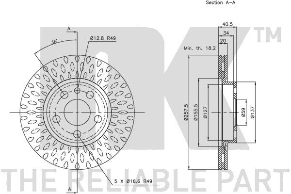Bromsskiva Ventilerad, Framaxel Nk 311923 NK