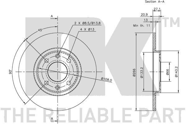 Bromsskiva Solid, Framaxel Nk 311925 NK