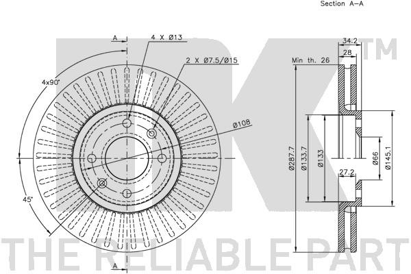 Bromsskiva Ventilerad, Framaxel Nk 311928 NK