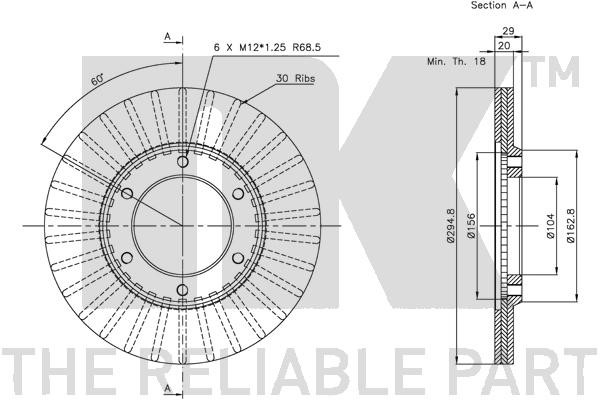 Bromsskiva Ventilerad, Framaxel Nk 312227 NK Bromsskiva Ventilerad, Framaxel Nk 312227 NK