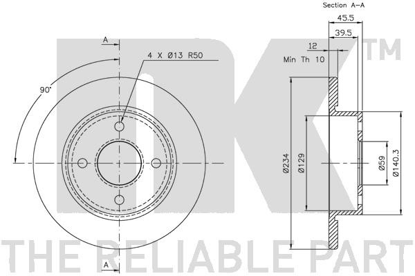 Bromsskiva Solid, Framaxel Nk 312237 NK