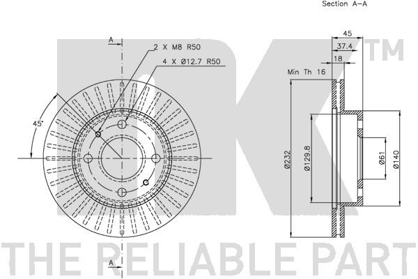 Bromsskiva Ventilerad, Framaxel Nk 312244 NK