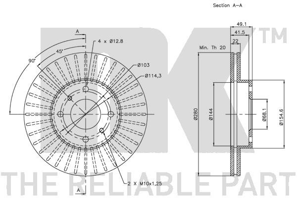 Bromsskiva Ventilerad, Framaxel Nk 312251 NK