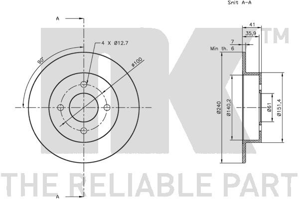 Bromsskiva Solid, Bakaxel Nk 312253 NK Bromsskiva Solid, Bakaxel Nk 312253 NK