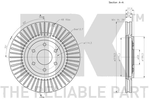 Bromsskiva Ventilerad, Framaxel Nk 312276 NK