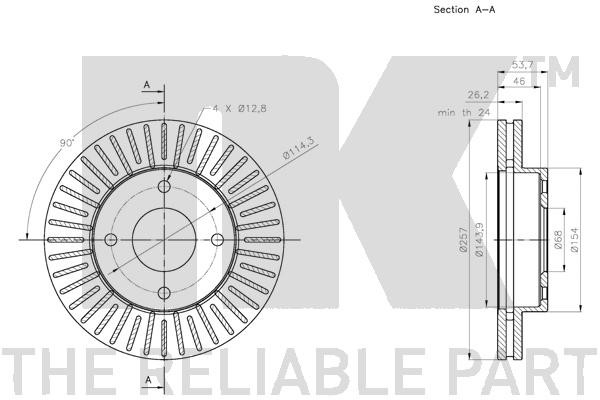 Bromsskiva Ventilerad, Framaxel Nk 312279 NK