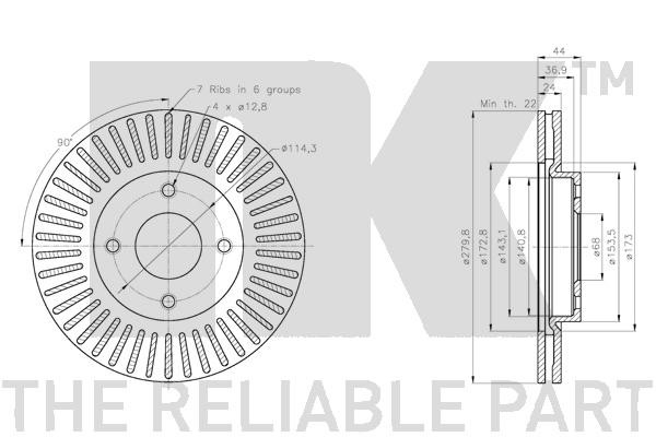 Bromsskiva Ventilerad, Framaxel Nk 312283 NK