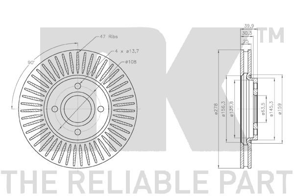 Bromsskiva Ventilerad, Framaxel Nk 3125103 NK Bromsskiva Ventilerad, Framaxel Nk 3125103 NK