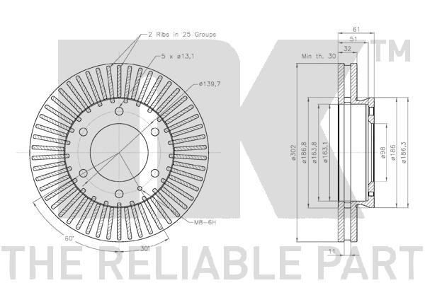 Bromsskiva Ventilerad, Framaxel Nk 3125104 NK