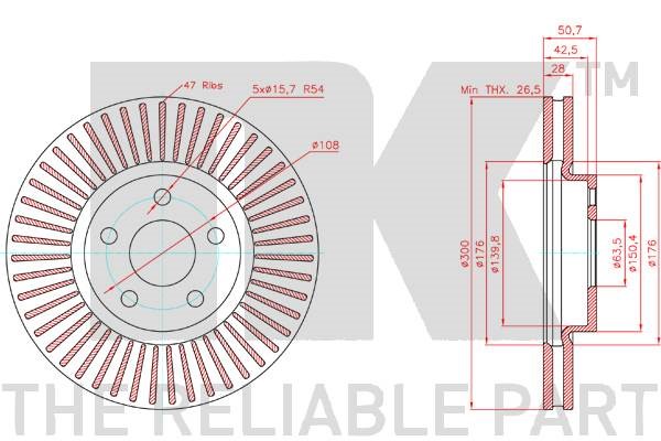 Bromsskiva Ventilerad, Framaxel Nk 3125106 NK