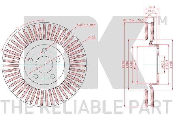 Bromsskiva Ventilerad, Framaxel Nk 3125107 NK