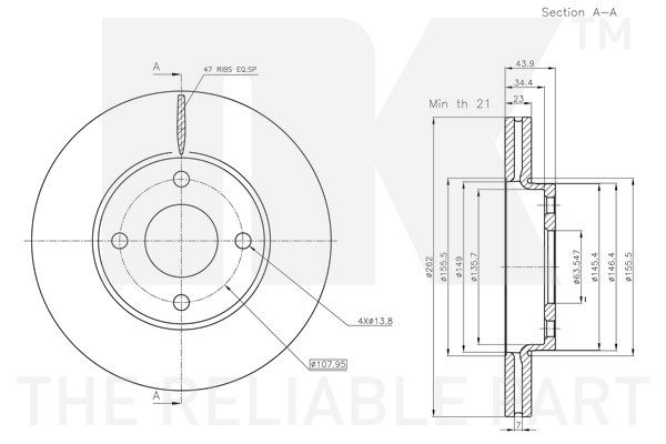 Bromsskiva Ventilerad, Framaxel Nk 3125111 NK
